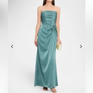 NWT Aidan Mattox Strapless Ruched Satin Gown
